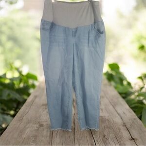 SHEIN Maternity Pants Jaens Denim Women's Size XXL 14 Light Blue GREY Jeans Fray